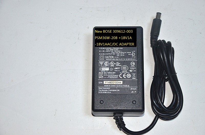 New BOSE 309612-003 PSM36W-208 +18V1A -18V1AAC/DC ADAPTER POWER SUPPLY